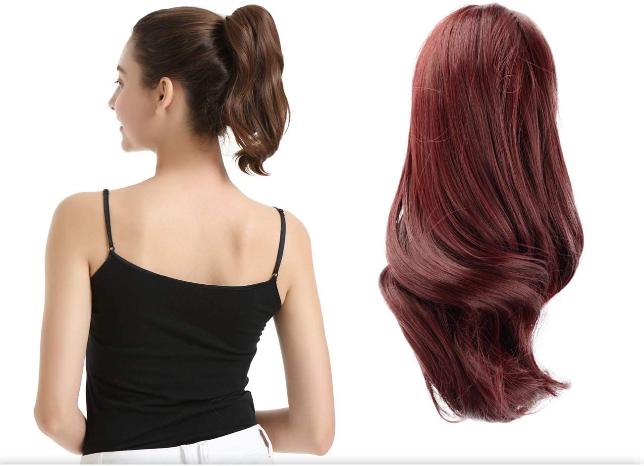 BARSDAR 10 Inch Clip in Ponytail Hair Extensions Short Curly Synthetic Hair Piece for Women (WINE) BARSDAR 10 Inch Clip in Ponytail Hair Extensions Short Curly Synthetic Hair Piece for Women (WINE)