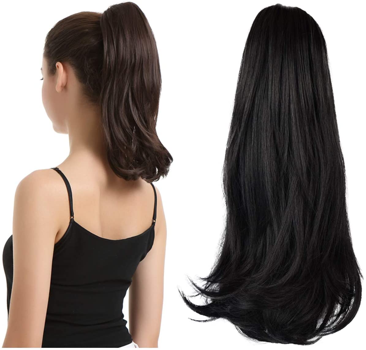 BARSDAR 14 Inch Curly Hair Piece Ponytail Extensions Synthetic Drawstring on a Claw Clip Attachment Natural Looking for Women(1B Natural Black) BARSDAR 14 Inch Curly Hair Piece Ponytail Extensions Synthetic Drawstring on a Claw Clip Attachment Natural Looking for Women(1B Natural Black)