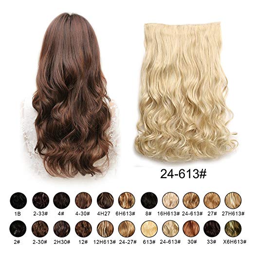 BARSDAR 20" Wavy 3/4 Full Head Clip in Synthetic Hair Extensions Long Curly Wave one piece 5 Clips Hairpieces for Women 130g(24/613# Light Blonde mix Bleach Blonde Evenly) BARSDAR 20" Wavy 3/4 Full Head Clip in Synthetic Hair Extensions Long Curly Wave one piece 5 Clips Hairpieces for Women 130g(24/613# Light Blonde mix Bleach Blonde Evenly)