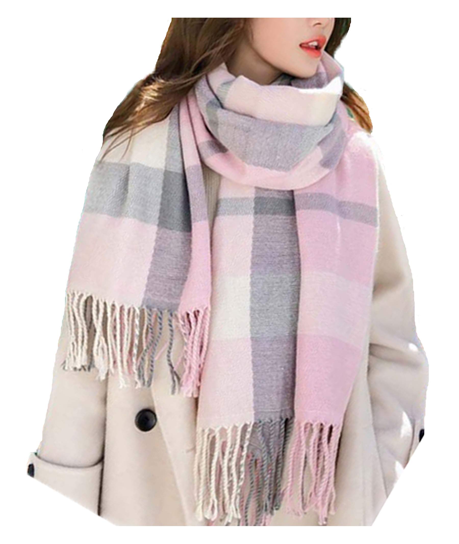 BARSDAR Agio Women's Fashion Scarves Long Shawl Winter Thick Warm Knit Large Plaid Scarf