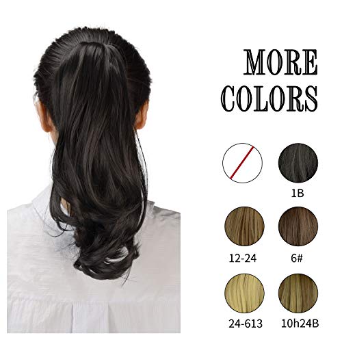 BARSDAR 15" Ponytail Hair Extension Clip in/on Ponytail Curly Synthetic Claw Extension Hairpiece for Women(Medium Brown)