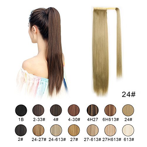 BARSDAR 26" Long Straight Ponytail Extension Wrap Around Light Blonde Synthetic Hair Extensions One Piece Hairpiece Pony Tail Extension for Women Lady Girl (Long Ponytail Extensions 24#) BARSDAR 26" Long Straight Ponytail Extension Wrap Around Light Blonde Synthetic Hair Extensions One Piece Hairpiece Pony Tail Extension for Women Lady Girl (Long Ponytail Extensions 24#)