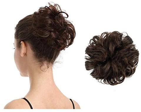 BARSDAR 100% Human Hair Scrunchies (4# Brown) Curly Messy Hair Bun Extensions Wedding Hair Pieces for Women Kids Hair Updo Donut Chignons BARSDAR 100% Human Hair Scrunchies (4# Brown) Curly Messy Hair Bun Extensions Wedding Hair Pieces for Women Kids Hair Updo Donut Chignons