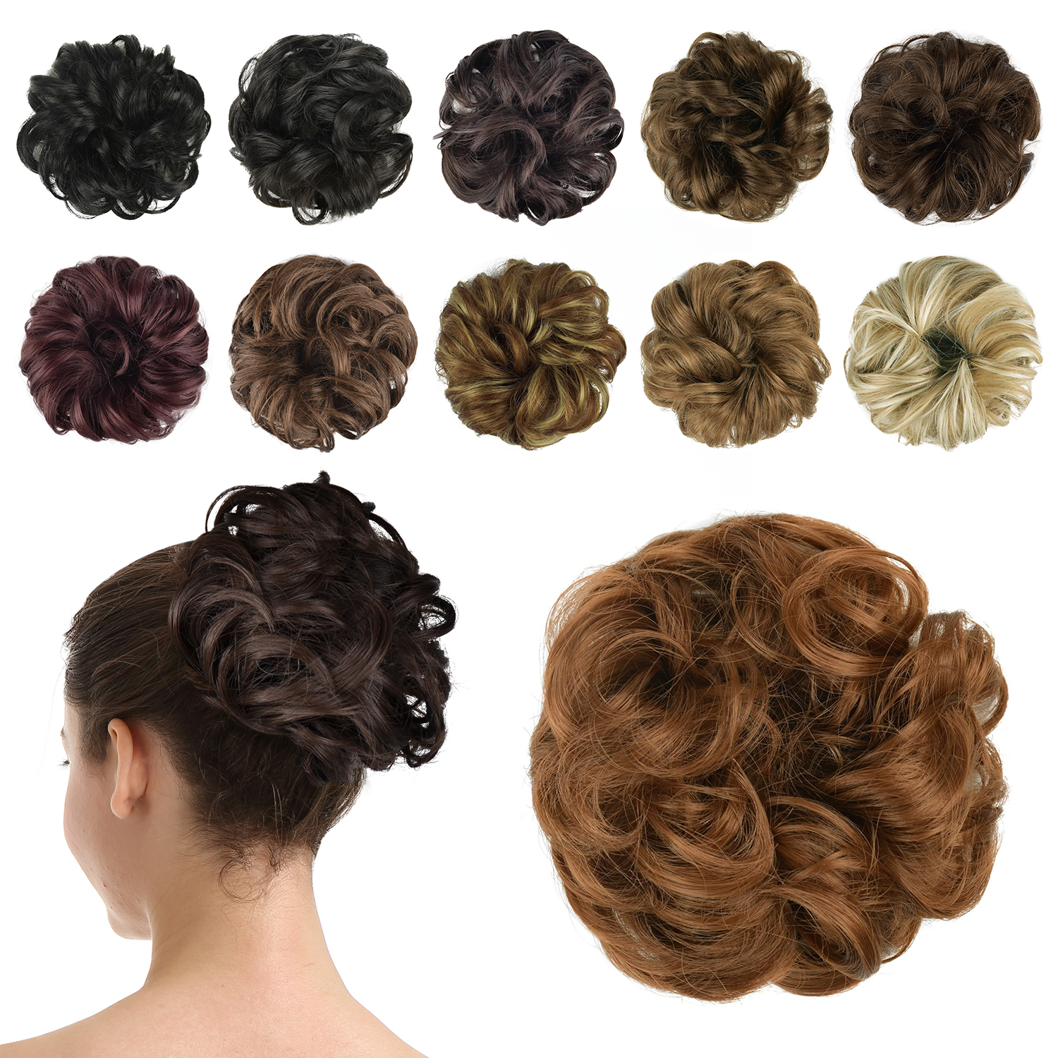 BARSDAR Synthetic Hair Bun Extensions Hairpiece Messy Hair Scrunchies for Women Updo ponytail Extensions - A14 Light Auburn Hairpiece BARSDAR Synthetic Hair Bun Extensions Hairpiece Messy Hair Scrunchies for Women Updo ponytail Extensions - A14 Light Auburn Hairpiece