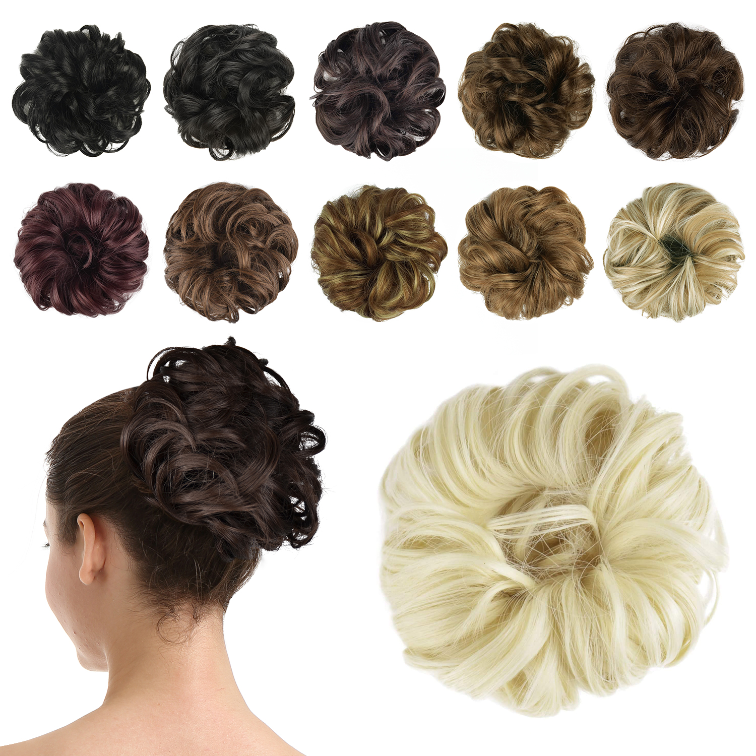 BARSDAR Hair Bun Extensions Hairpiece Hair Rubber Scrunchies for Women Ponytail Extensions Updo Curly Messy Bun - A22 Bleach White Blonde Hairpiece BARSDAR Hair Bun Extensions Hairpiece Hair Rubber Scrunchies for Women Ponytail Extensions Updo Curly Messy Bun - A22 Bleach White Blonde Hairpiece